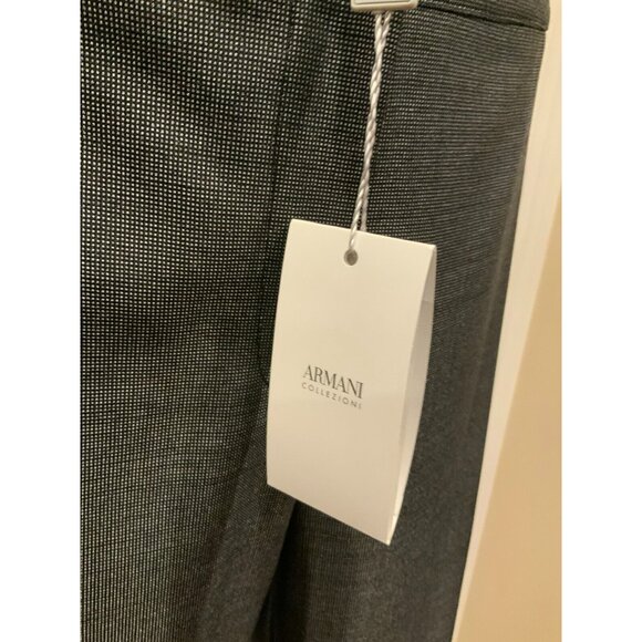 Armani Collezioni Black Silver Wool Micro Dot Wool Trousers NWT $555 Size 10 46 - Picture 4 of 9